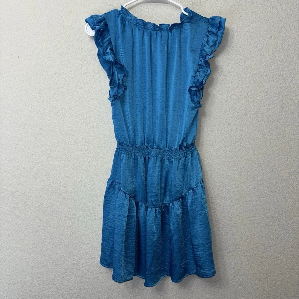 Steve Madden Prairie Dreams Satin Mini Dress Size Small S Blue